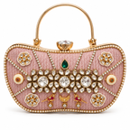 Gultrayi Handbag | Pink Triple-Floral Hand-Embellished Top-Handle Bag | DEVIQ | HB-1005