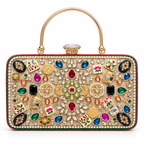 Rang Mahal Handbag | Hand-Embellished Floral & Stone Top-Handle Bag | DEVIQ | HB-1002