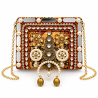 Kanak Phool Mini Clutch | Floral Mirror Hand-Embellished Sling Bag | DEVIQ | MC-1006