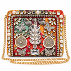 Mayur Bagh Mini Clutch | Peacock & Butterfly Hand-Embellished Sling Bag | DEVIQ | MC-1007