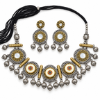 Ada | Dual-Tone Handcrafted Necklace & Earrings Set | DEVIQ | JS-1002