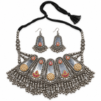 Aaina | Handcrafted Dual-Tone Statement Necklace & Earrings Set | DEVIQ | JS-1016