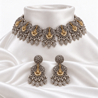 Jhalak | Dual-Tone Handcrafted Necklace & Earrings Set | DEVIQ | JS-1005