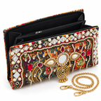 Sitara | Multicolour Hand-Embellished Festive Clutch with Chain Sling | DEVIQ | CL-1003