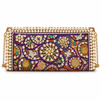 Naayab | Multicolour Hand-Embellished Pearl-Border Clutch | DEVIQ | CL-1006