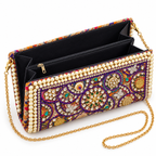 Naayab | Multicolour Hand-Embellished Pearl-Border Clutch | DEVIQ | CL-1006