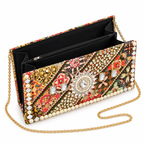 Rang Mahal Sunburst Clutch | Multicolour Hand-Embellished Sling Bag | DEVIQ | CL-1010