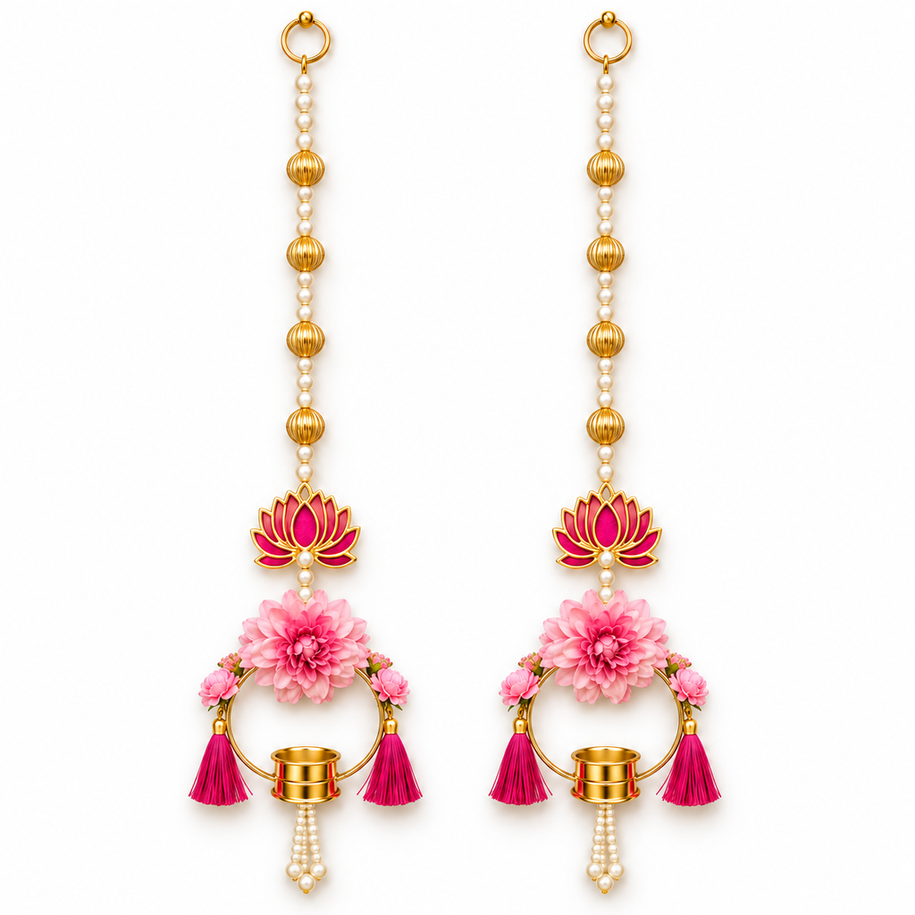 Pankhuri | Handcrafted Lotus & Floral Candle Wall Hangings – Set of 2 | DEVIQ | WH-1010