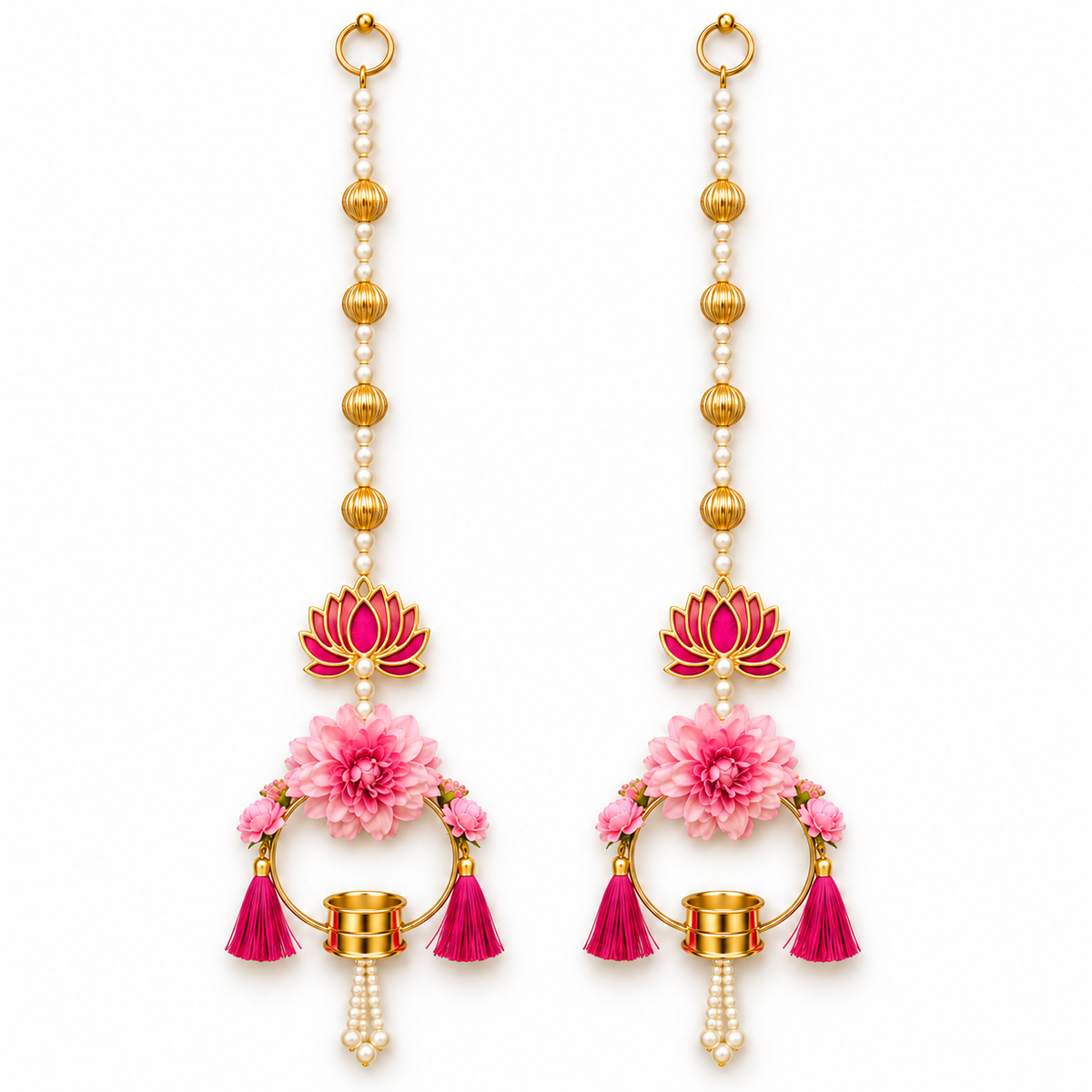 Pankhuri | Handcrafted Lotus & Floral Candle Wall Hangings – Set of 2 | DEVIQ | WH-1010