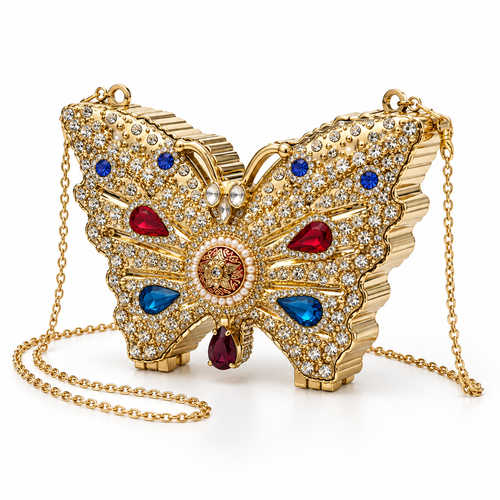 Titli Noor Mini Wedding Bag | Gold-Tone Butterfly Sling | DEVIQ | WB-1006