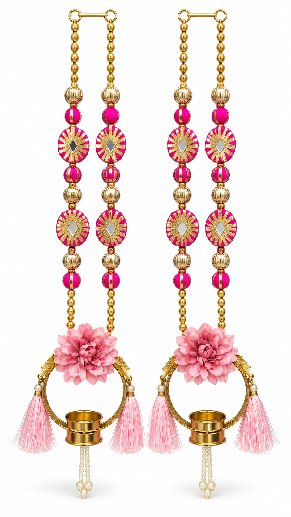 Gulika | Handcrafted Mirrorwork Candle Wall Hangings – Set of 2 | DEVIQ | WH-1007