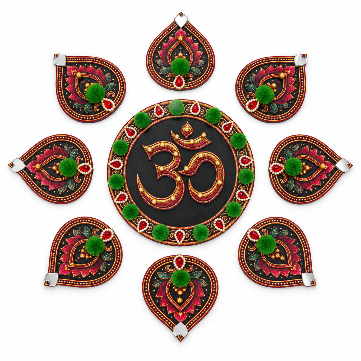 Omangan | Handcrafted Om Rangoli – 9-Piece Set | DEVIQ | CH-1009