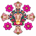 Sumukh | Handcrafted Ganesha Rangoli Diya Set – 9 Pieces | DEVIQ | CH-1019