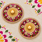 Rangratna | Handcrafted Multicolour Diya Holders – Set of 2 | DEVIQ | CH-1017