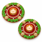 Rangdeep | Handcrafted Floral Rangoli Tealight Holders – Set of 2 | DEVIQ | CH-1004