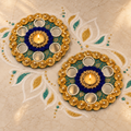 Deepra | Handcrafted Mirror Rangoli Tealight Holders – Set of 2 | DEVIQ | CH-1001