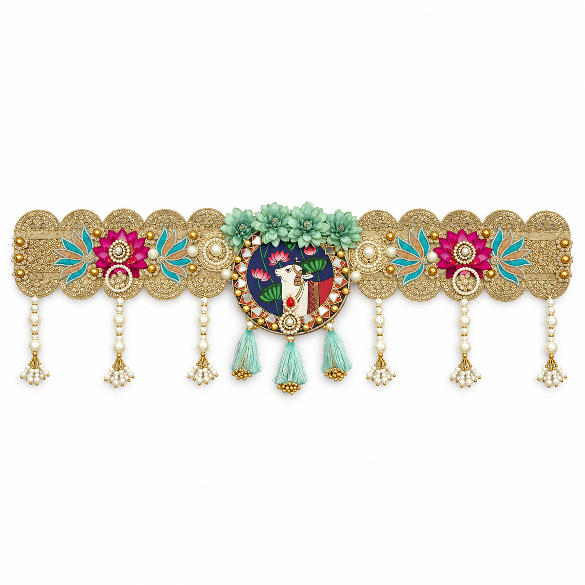 Vrindavan | Handcrafted Lotus & Cow Motif Bandarwal | DEVIQ | BW-1010