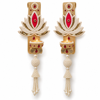 Padma Jyoti | Red Lotus Wall Candle Holders – Set of 2 | 4″ × 14″ | DEVIQ | WH-1003