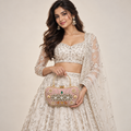 Gultrayi Handbag | Pink Triple-Floral Hand-Embellished Top-Handle Bag | DEVIQ | HB-1005