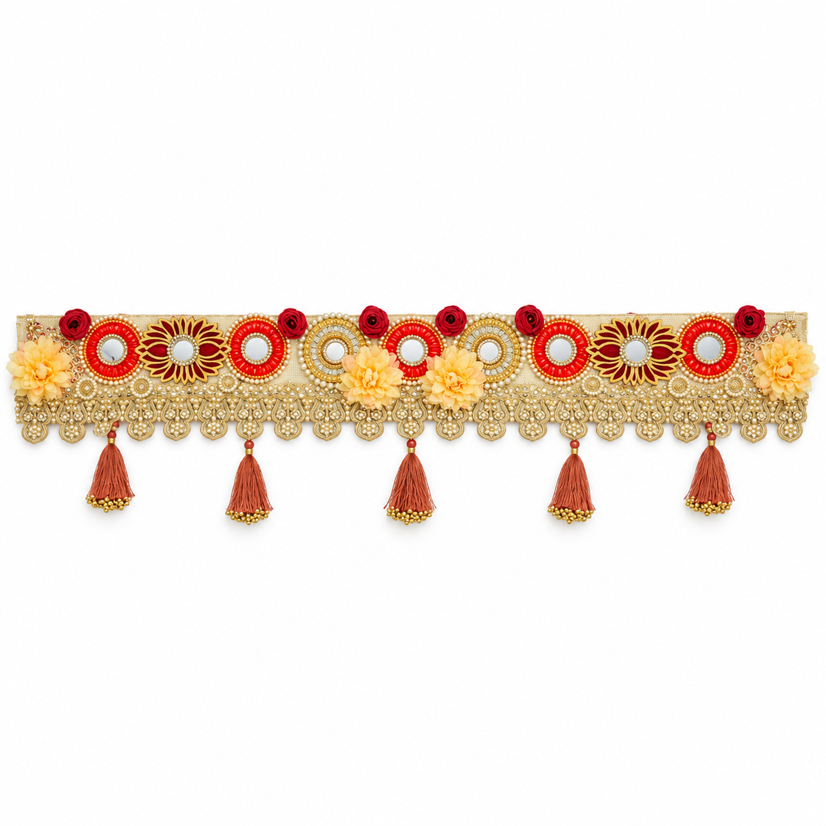 Rangdwaar | Handcrafted Red & Gold Bandarwal | DEVIQ | BW-1009