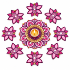 Gulrang | Handcrafted Floral Rangoli & Diya Holder – 9-Piece Set | DEVIQ | CH-1005