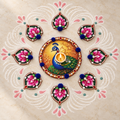 Mayurpadma | Handcrafted Peacock & Lotus Rangoli Diya Holder – 9-Piece Set | DEVIQ | CH-1012