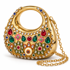 Kanak Jharokha Wedding Bag | Gold-Tone Hand-Embellished Sling | DEVIQ | WB-1008