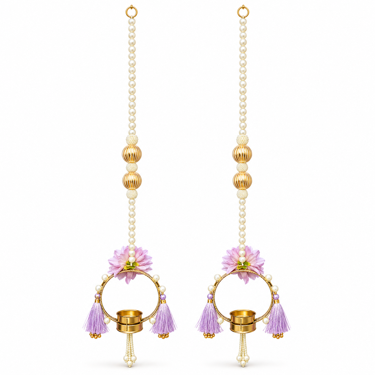 Lavanya | Handcrafted Floral Candle Wall Hangings – Set of 2 | DEVIQ | WH-1006