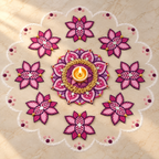 Gulrang | Handcrafted Floral Rangoli & Diya Holder – 9-Piece Set | DEVIQ | CH-1005