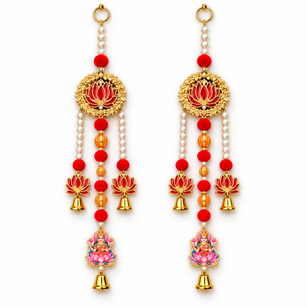 Shripadmika | Handcrafted Lakshmi Lotus Wall Hangings – Set of 2 | DEVIQ | WH-1009