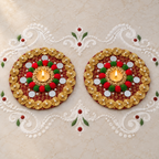 Utsavdeep | Handcrafted Mirror & Pom-Pom Diya Holders – Set of 2 | DEVIQ | CH-1007