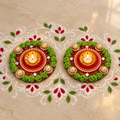Rangdeep | Handcrafted Floral Rangoli Tealight Holders – Set of 2 | DEVIQ | CH-1004