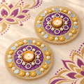 Rajprabha | Handcrafted Purple & Gold Diya Holders – Set of 2 | DEVIQ | CH-1023