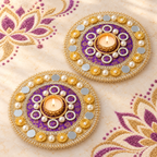 Rajprabha | Handcrafted Purple & Gold Diya Holders – Set of 2 | DEVIQ | CH-1023
