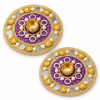 Rajprabha | Handcrafted Purple & Gold Diya Holders – Set of 2 | DEVIQ | CH-1023