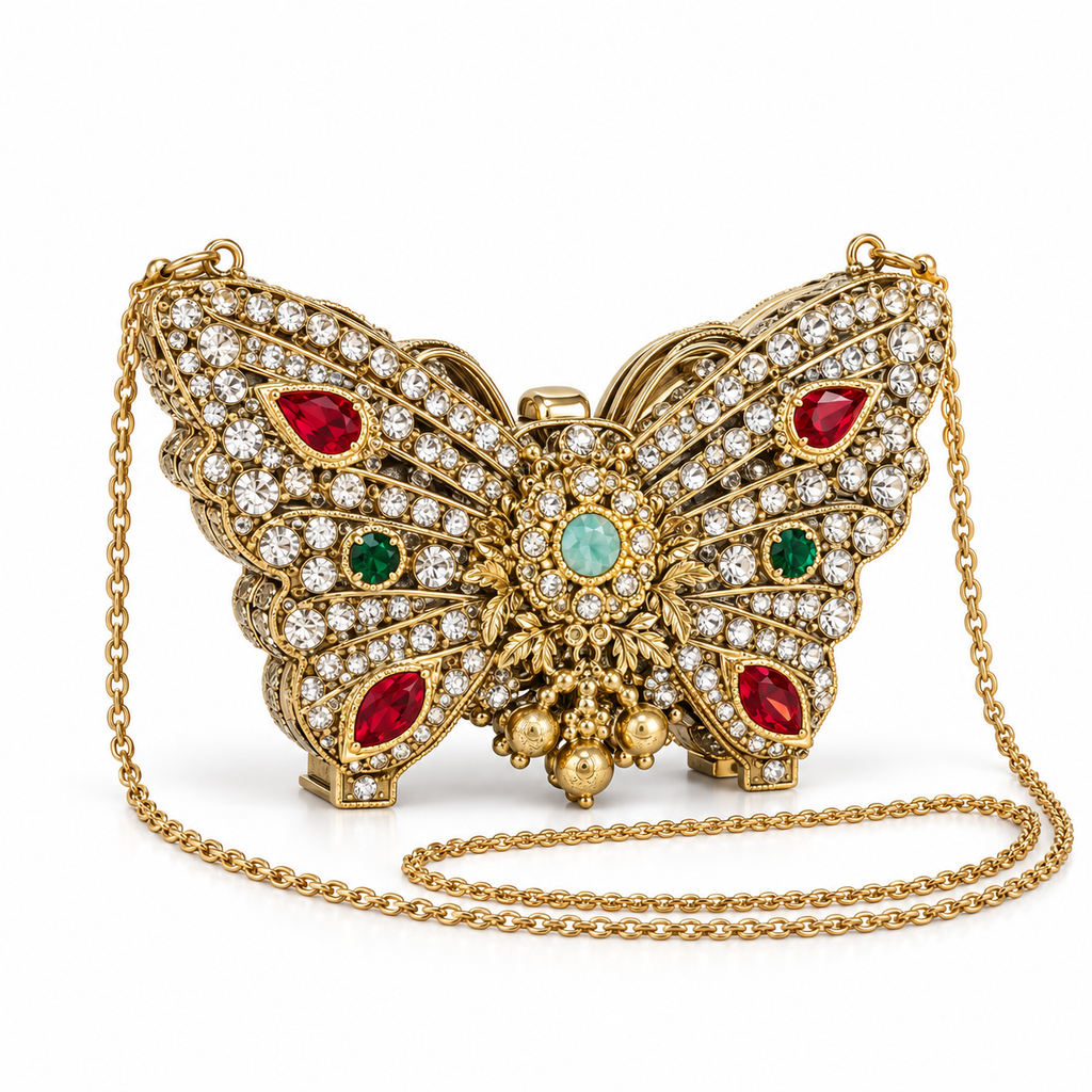 Titli Mehrang miniature butterfly clutch on white background