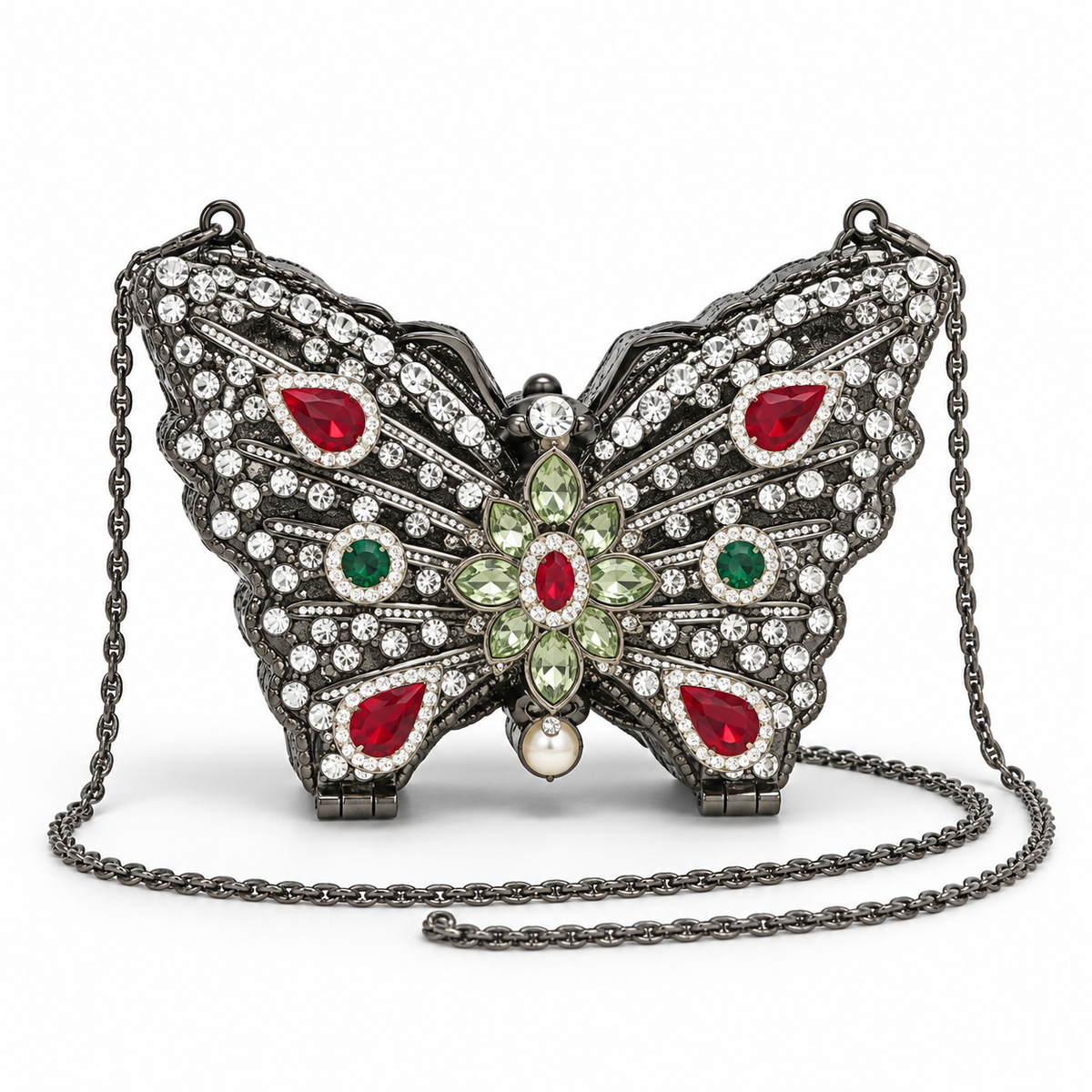 Titli Shabnam miniature butterfly clutch on white background