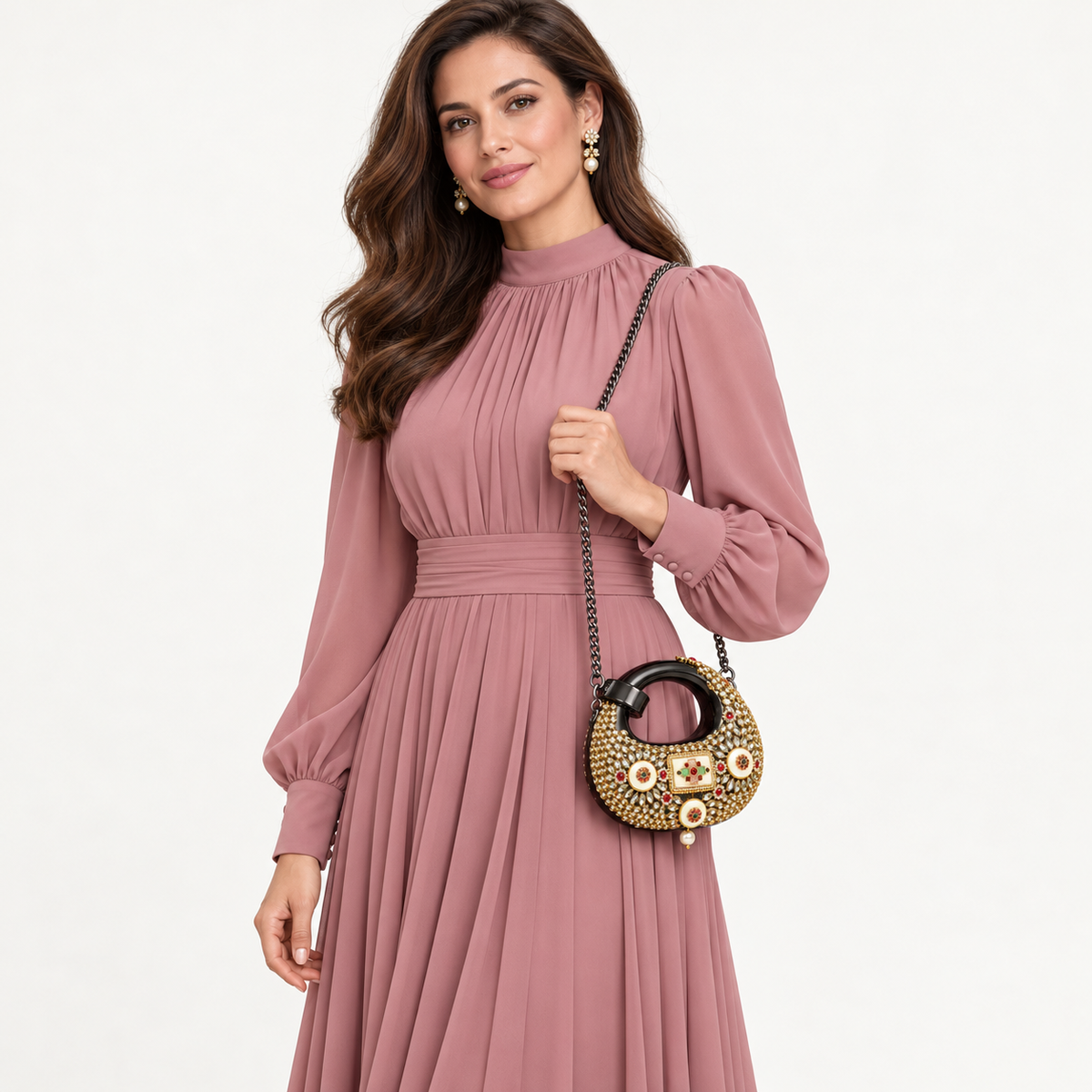 Shyam Mehr wedding sling bag on model