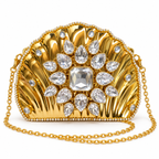 DEVIQ Sunehri Lehar shell clutch — white background product view