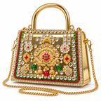 DEVIQ Rajsi Ratna hard purse clutch — white background view