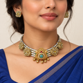 Neeraja hasli necklace and matching earrings — model view