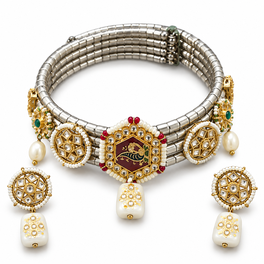 Padma Rekha hasli necklace and matching earrings — full set