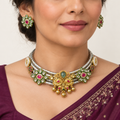 Mayur Veda hasli necklace and matching earrings — model view