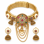 Rajrang hasli and earrings — white view