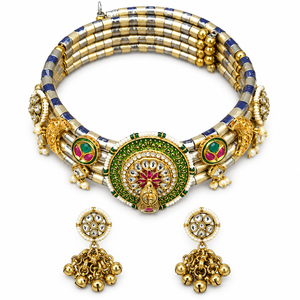 Morbagh hasli and earrings — white view