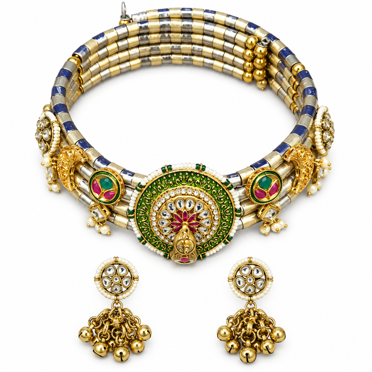 Morbagh hasli and earrings — white view