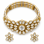 Sitara Phool hasli and earrings — white view