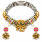 Gulnaar Raag hasli and earrings — white view