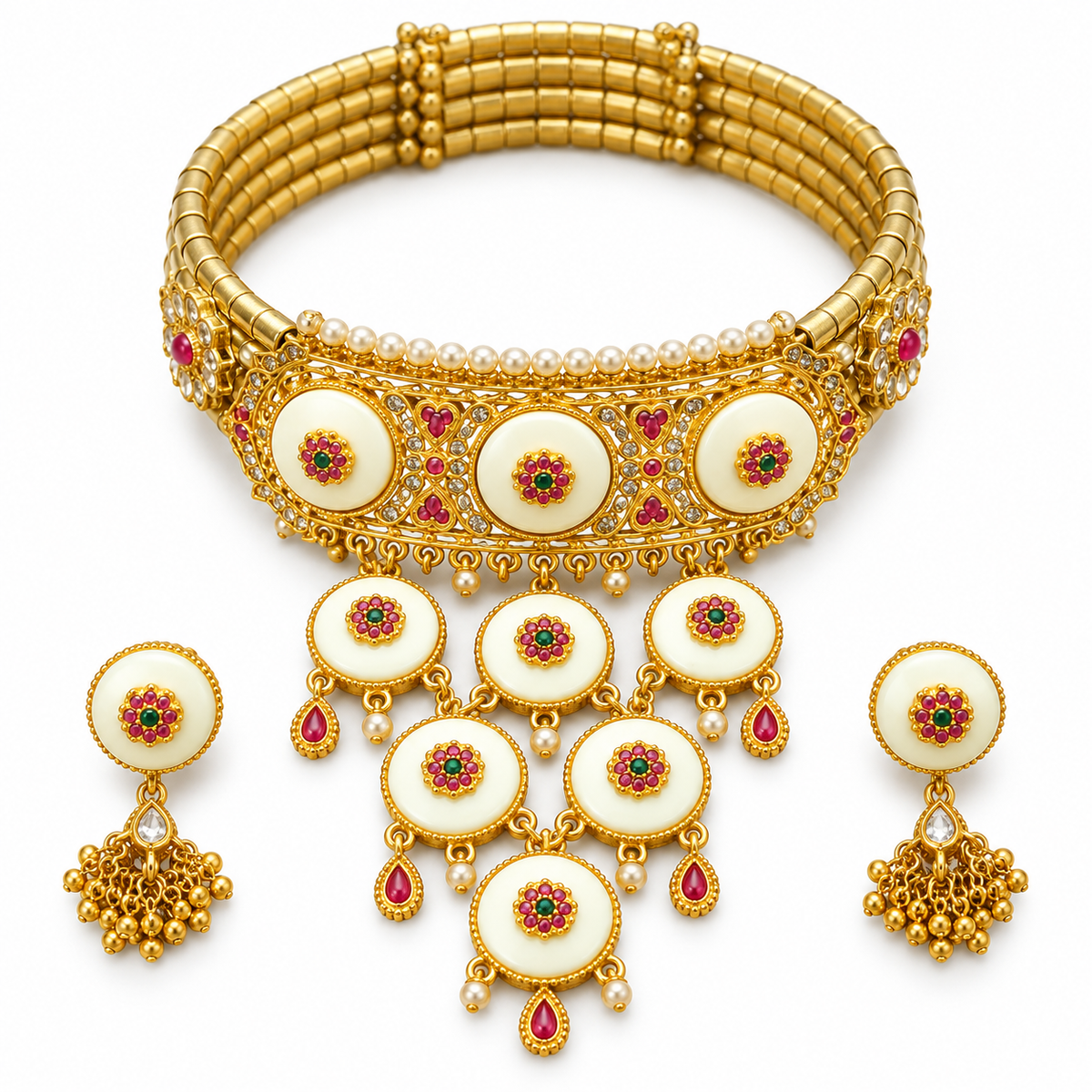 DEVIQ Gul Aaina JS-1049 complete hasli set on white