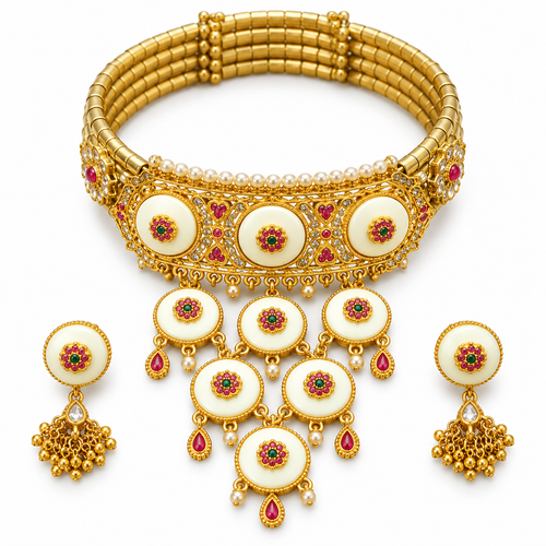 DEVIQ Gul Aaina JS-1049 complete hasli set on white